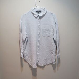 Lulus Light Blue Cotton Oversized Long Sleeve Button Up Shirt Size L